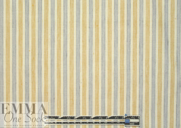 European linen/rayon stretch woven maize/chambray stripe 1.75 yds