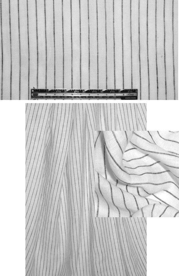 white/black stripe linen woven shirting .875 yds