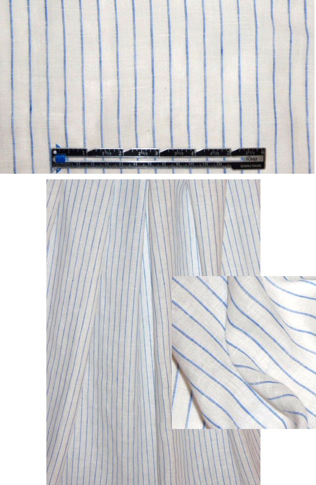 white/blue stripe linen woven shirting 1 yard
