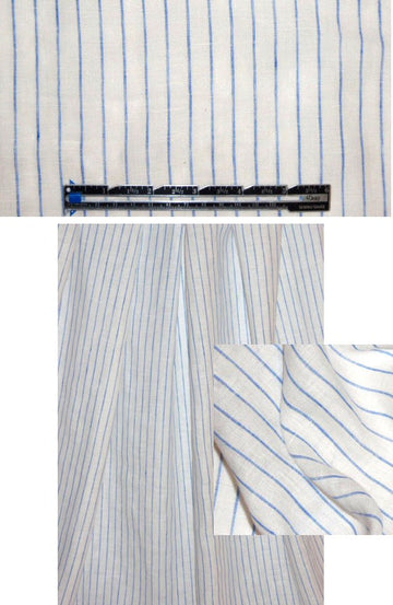 white/blue stripe linen woven shirting 1.66 yd