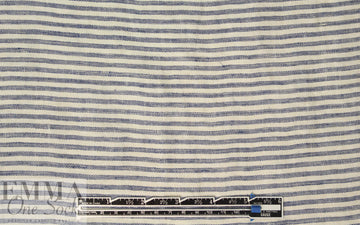 NY designer rustic linen/cotton stripe - navy/natural