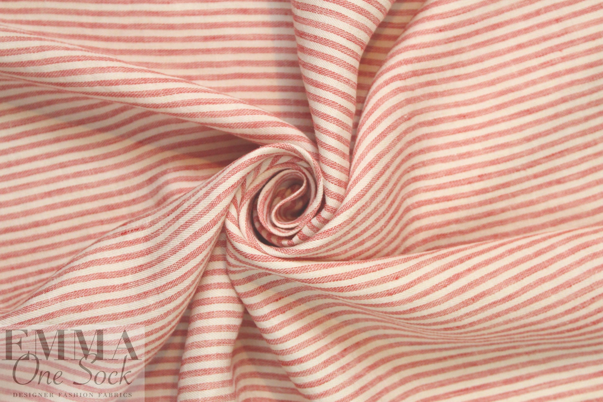 NY designer rustic linen/cotton stripe - red/natural 2 yds
