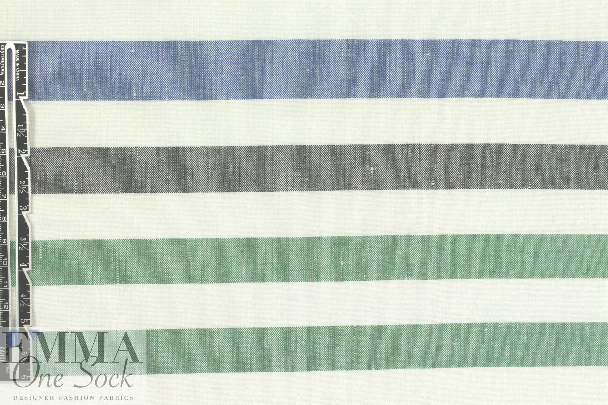 Italian blue/green/gray horizontal stripe linen woven