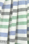 Italian blue/green/gray horizontal stripe linen woven