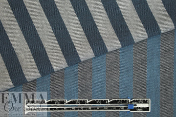 NY designer cotton/linen yarn dyed stripe - blues/white 1.875 yds