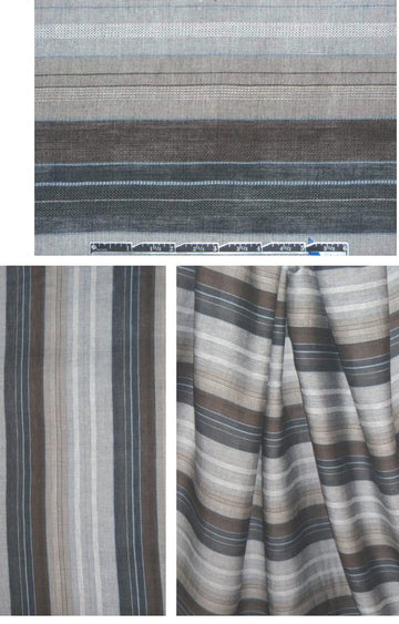 Italian earthtones stripe linen woven shirting