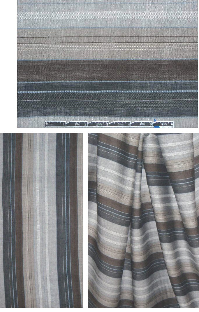 Italian earthtones stripe linen woven shirting 1.5 yds