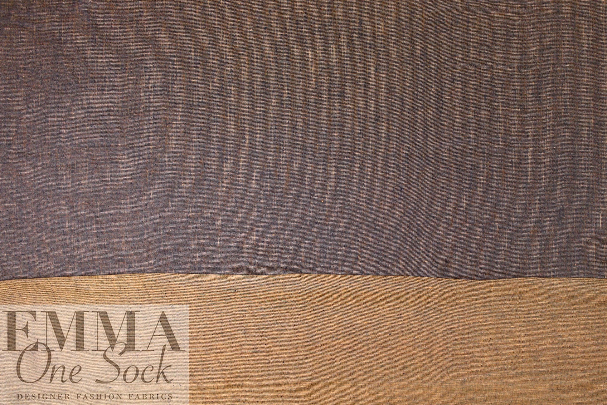 European reversible lightweight linen twill woven - copper/midnight .875 yds