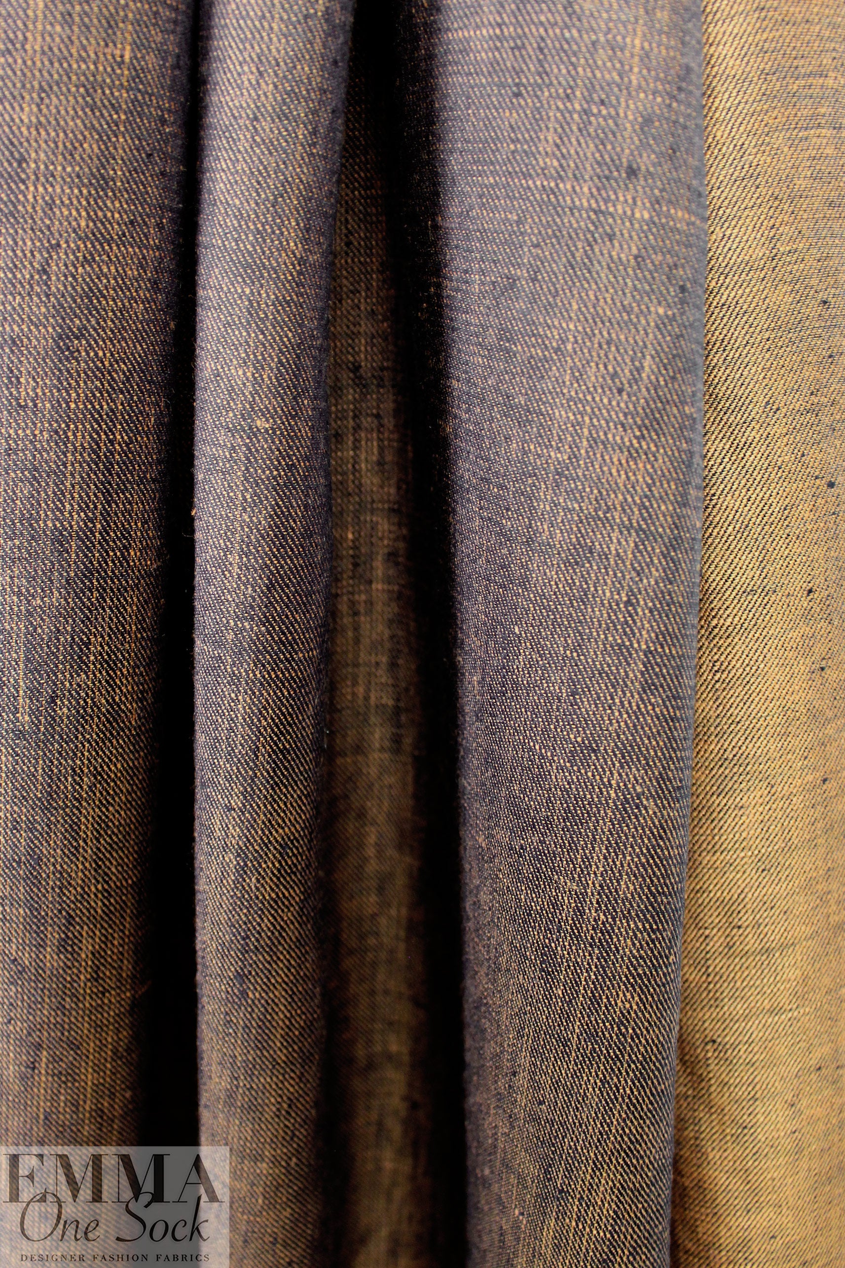 European reversible lightweight linen twill woven - copper/midnight 1.875 yd