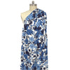 'French blue floral' viscose/linen slub woven