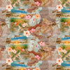 Dutch digital 'dragonfly fantasy' viscose/linen woven - sky/mauve 1.25 yd