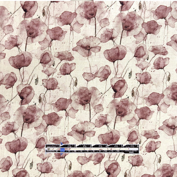 Dutch digital 'poppy prairie' viscose/linen woven - earthy mauve .6 yds
