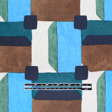 Italian 'open window' viscose/linen woven - sky/cocoa 2 yd