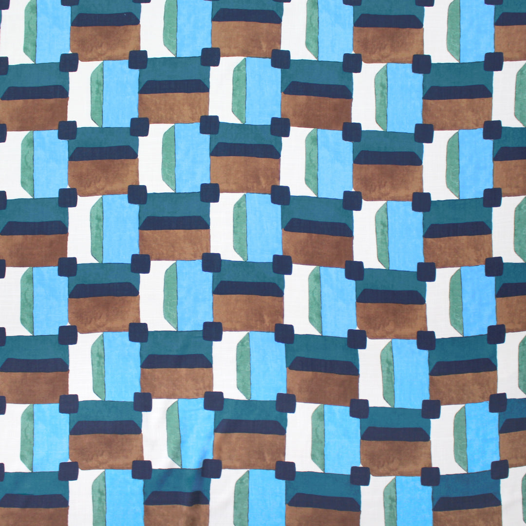 Italian 'open window' viscose/linen woven - sky/cocoa 2 yd