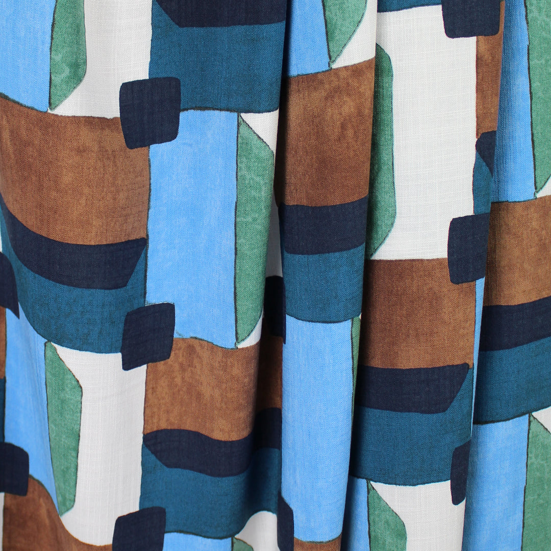 Italian 'open window' viscose/linen woven - sky/cocoa 2 yd