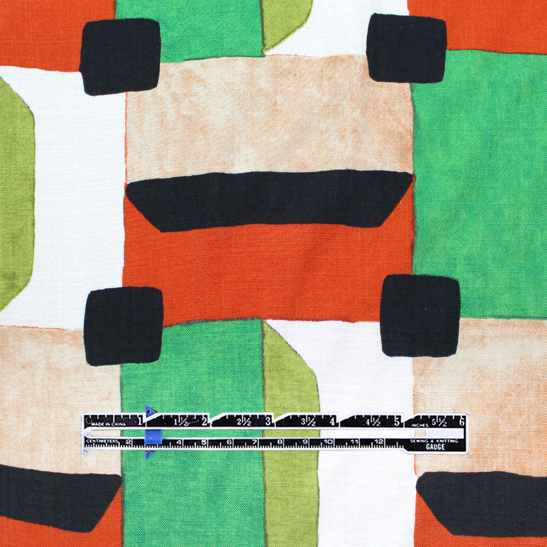 Italian 'open window' viscose/linen woven - persimmon/kelly 1.375 yd