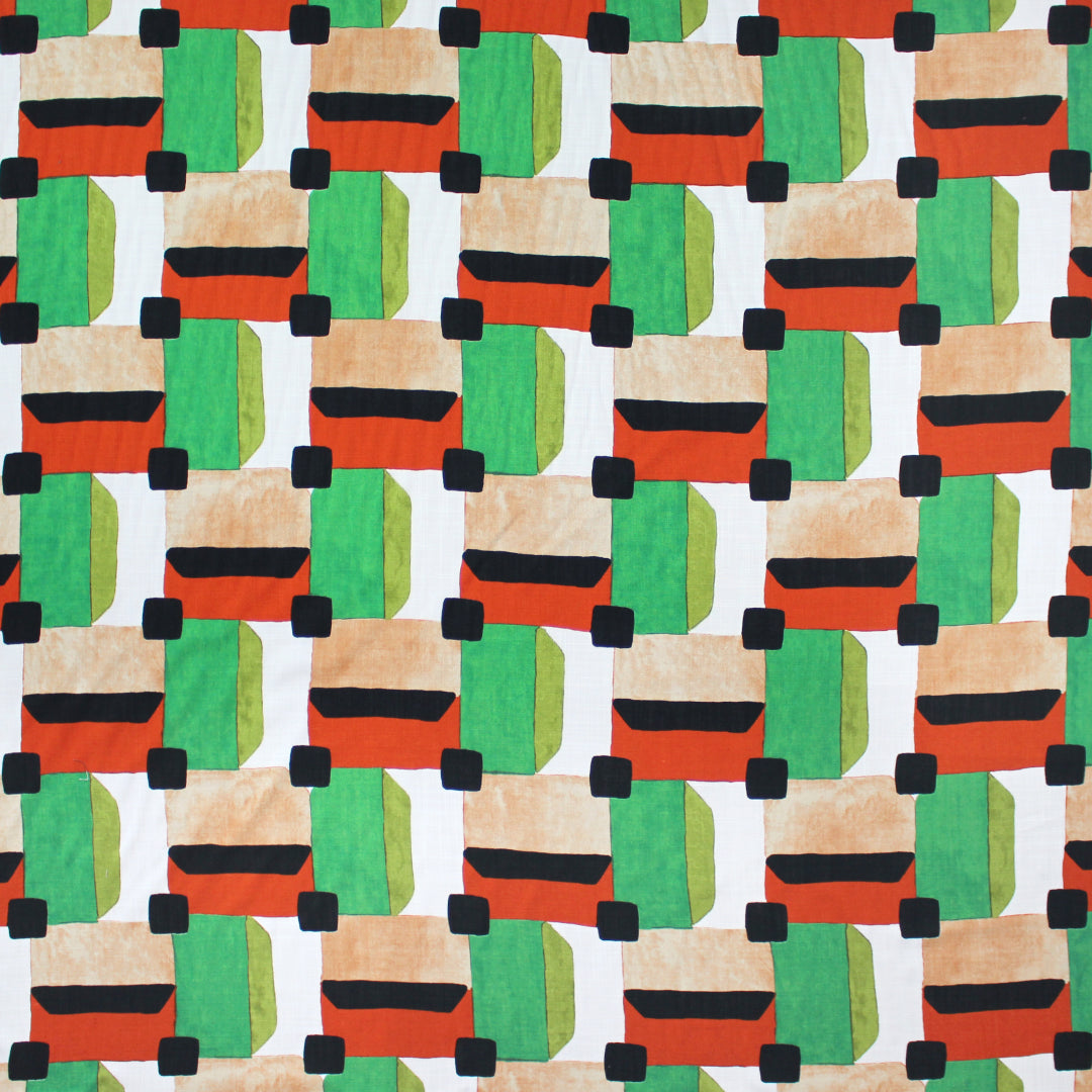 Italian 'open window' viscose/linen woven - persimmon/kelly 1.375 yd