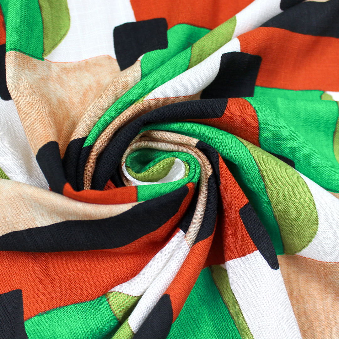 Italian 'open window' viscose/linen woven - persimmon/kelly 1.375 yd