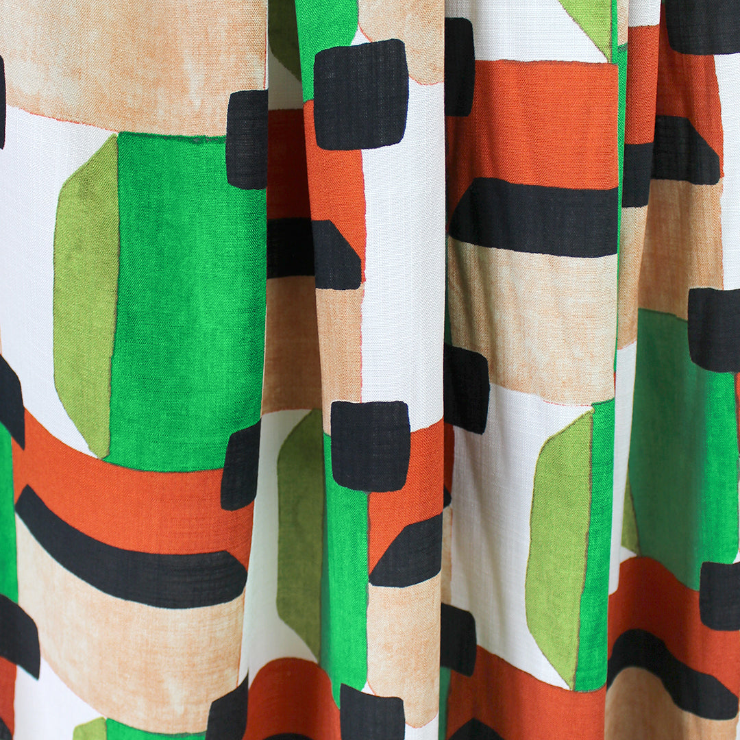 Italian 'open window' viscose/linen woven - persimmon/kelly 1.375 yd