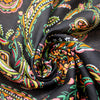 European linen 'tangerine paisley' printed dressweight woven .625 yds
