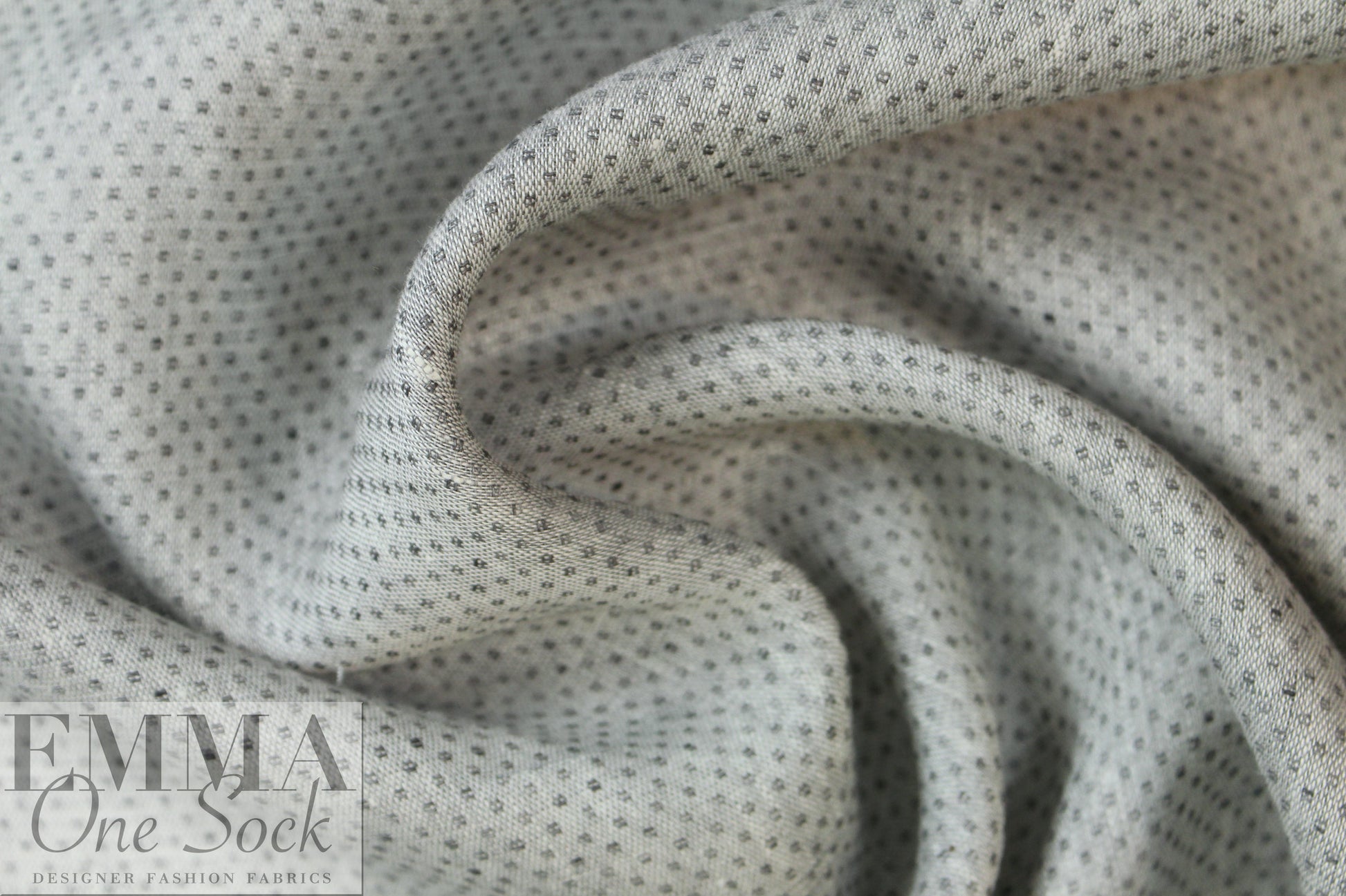 Italian linen/viscose jacquard woven - gray checkers 2 yd