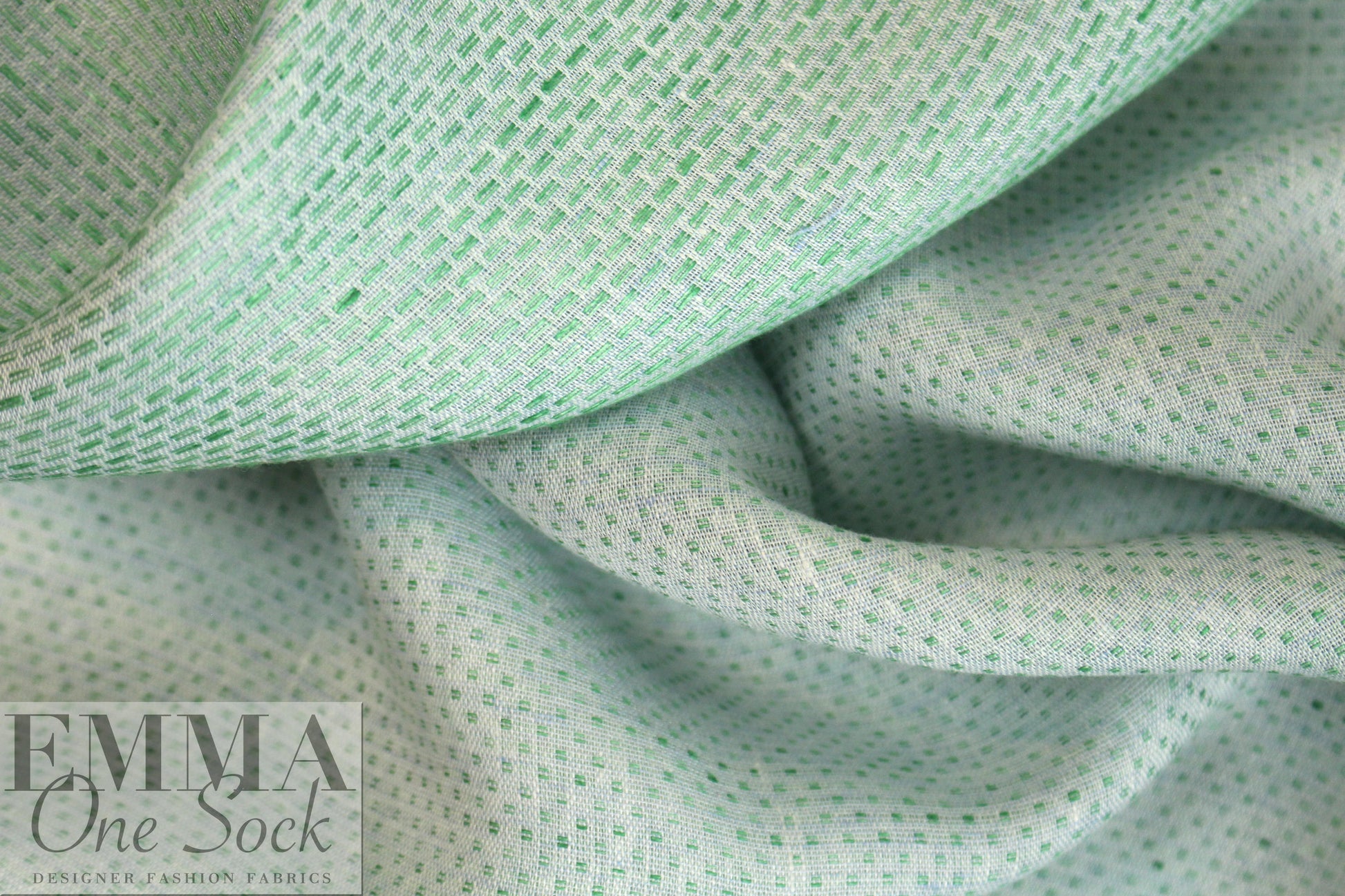 Italian linen/viscose jacquard woven - wintergreen checkers .75 yds