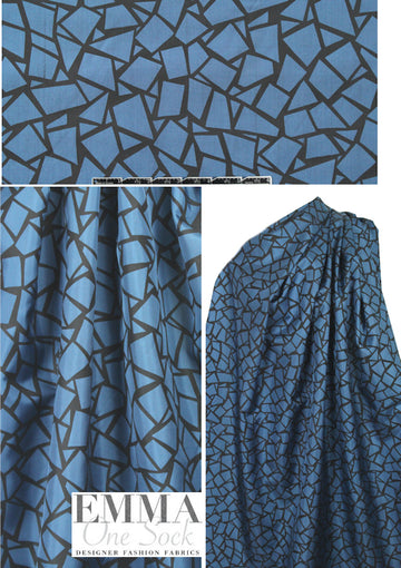 NY designer blue/black graphic rayon lining