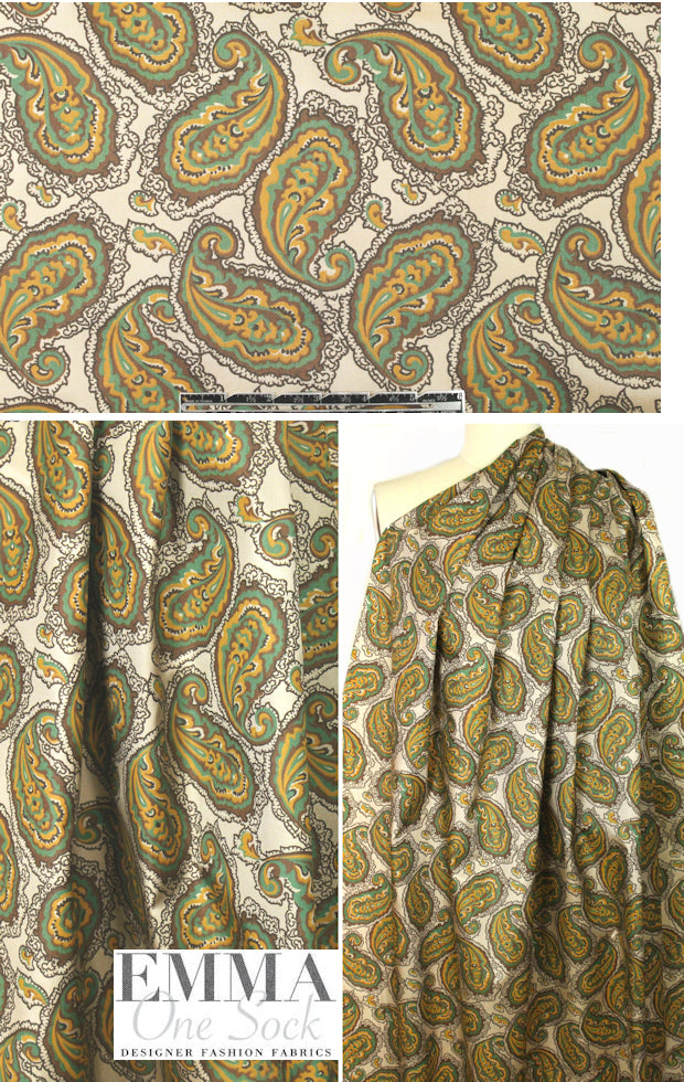 NY designer fern/dijon paisley graphic lining