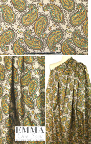 NY designer fern/dijon paisley graphic lining