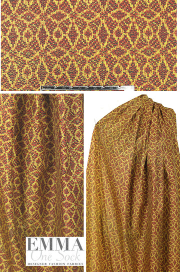 NY designer rust/gold dotty graphic rayon lining