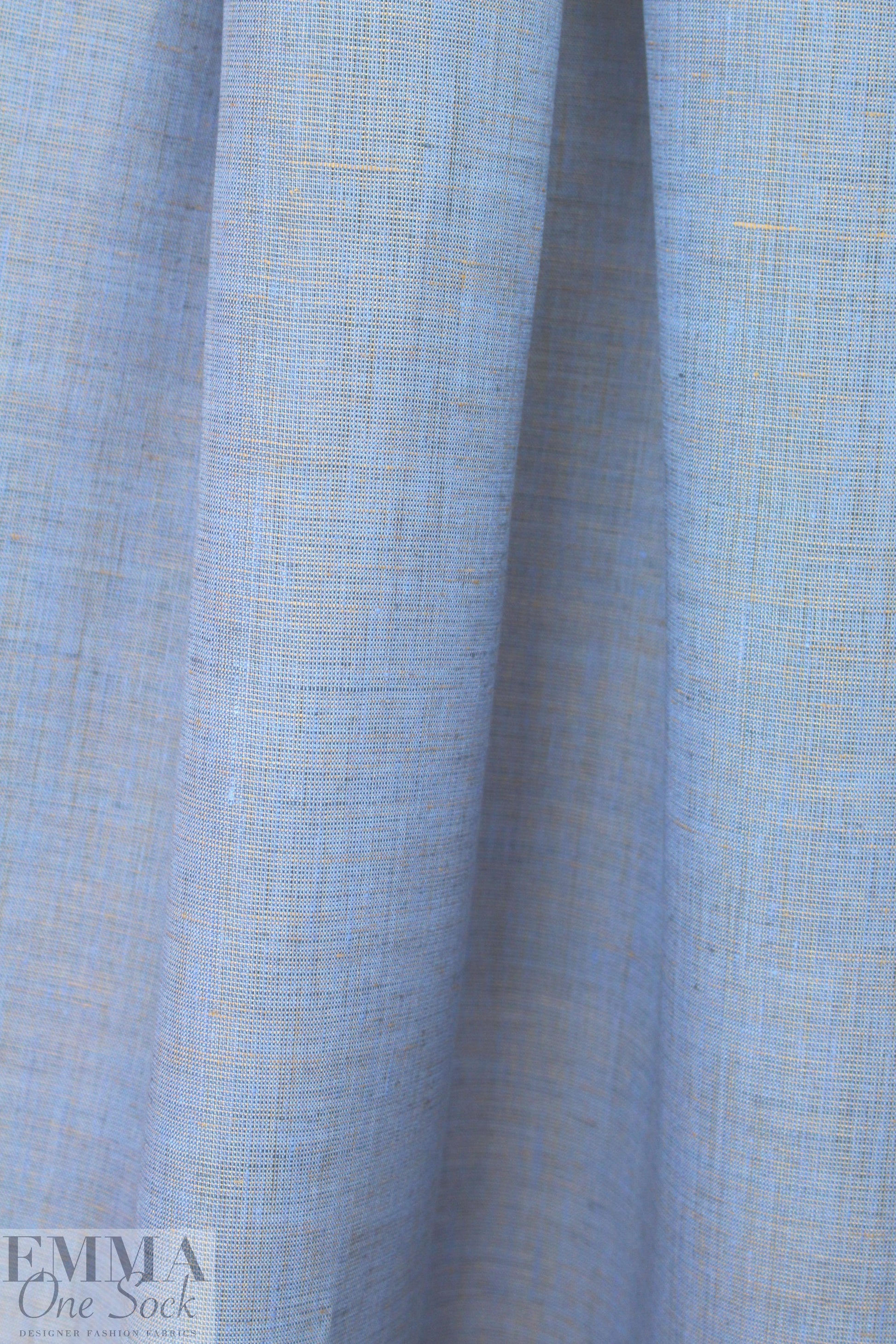 fine quality cross dye linen - cornflower/dusty peach