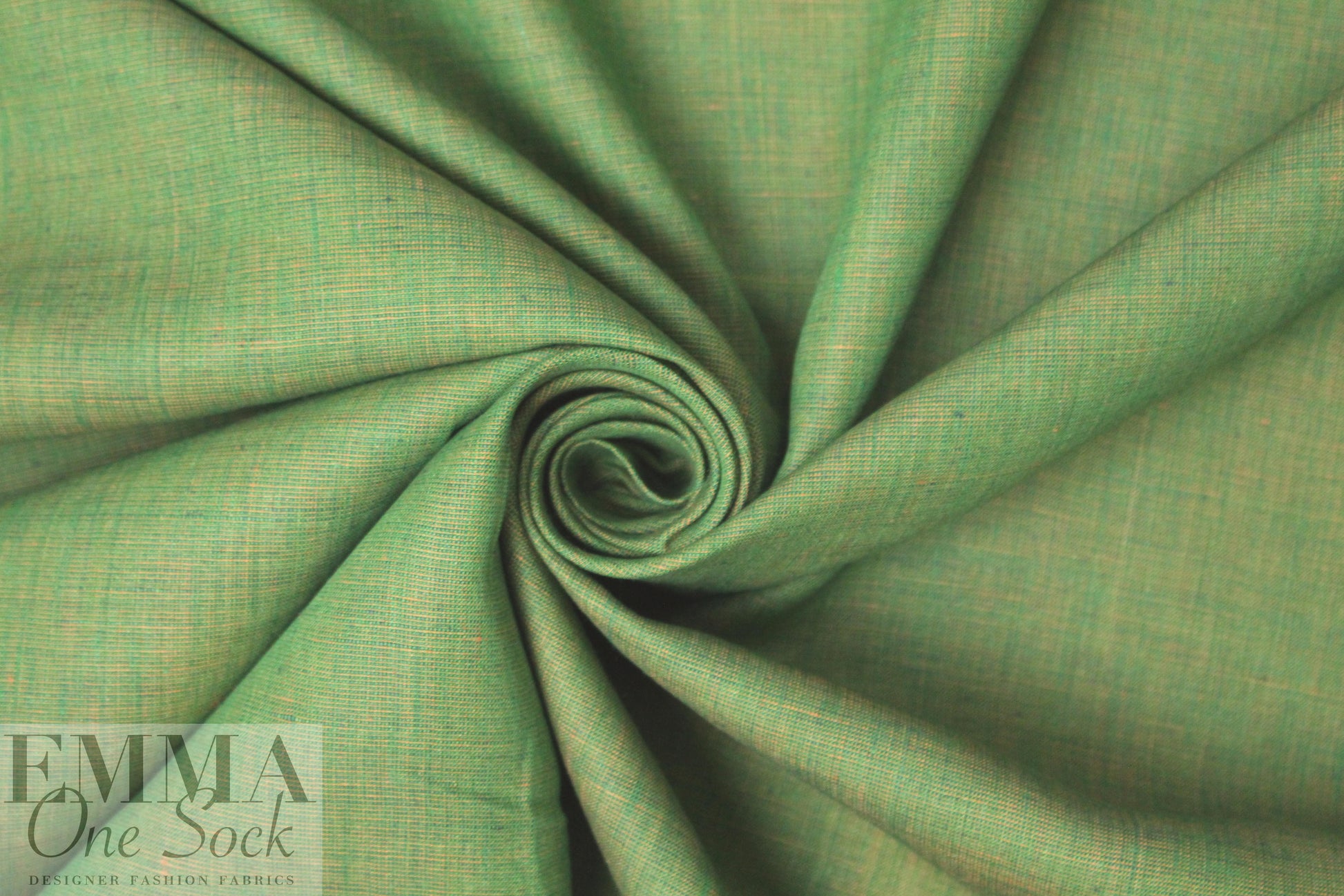 fine quality cross dye linen - fern/orange 1 yard