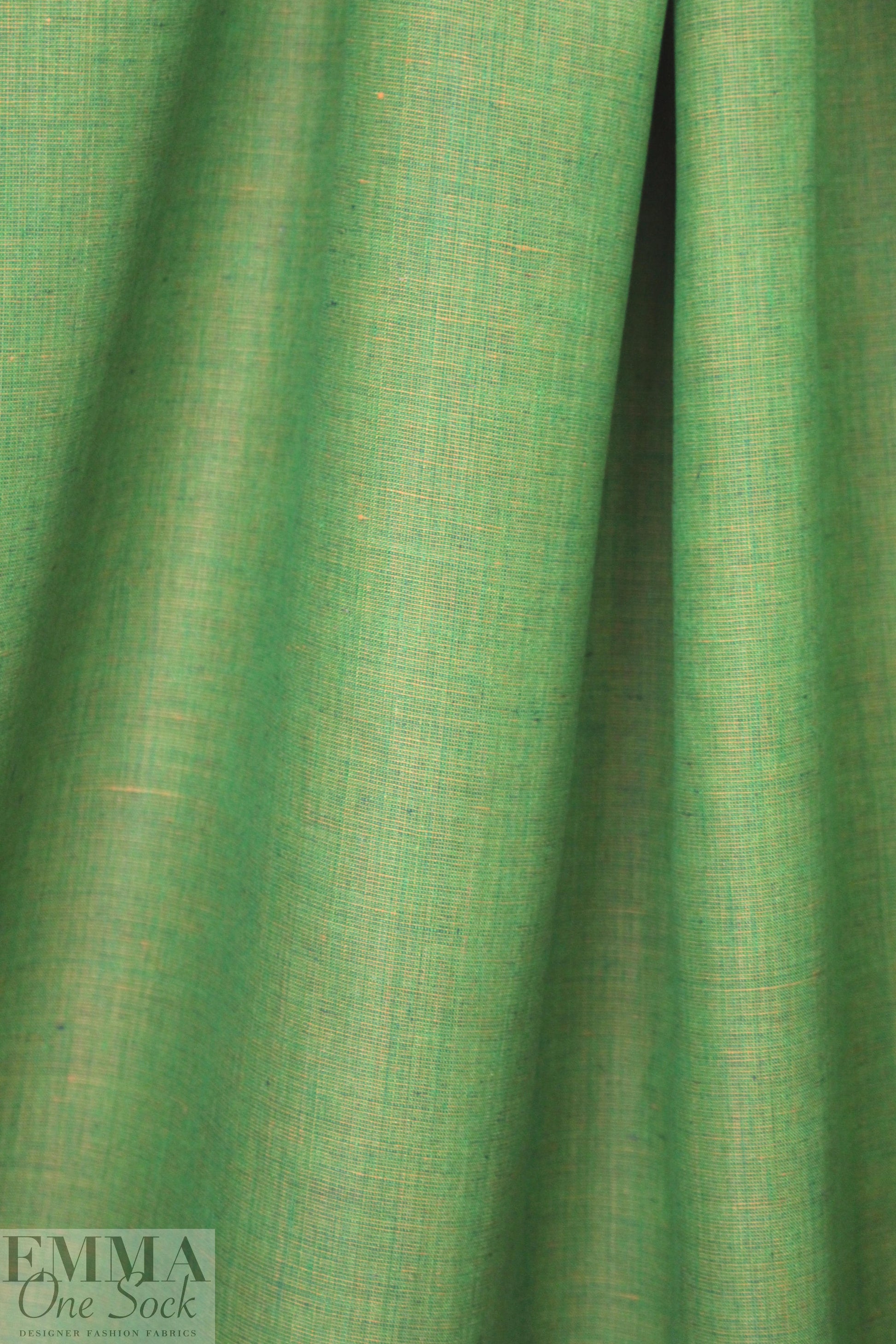 fine quality cross dye linen - fern/orange 1 yard