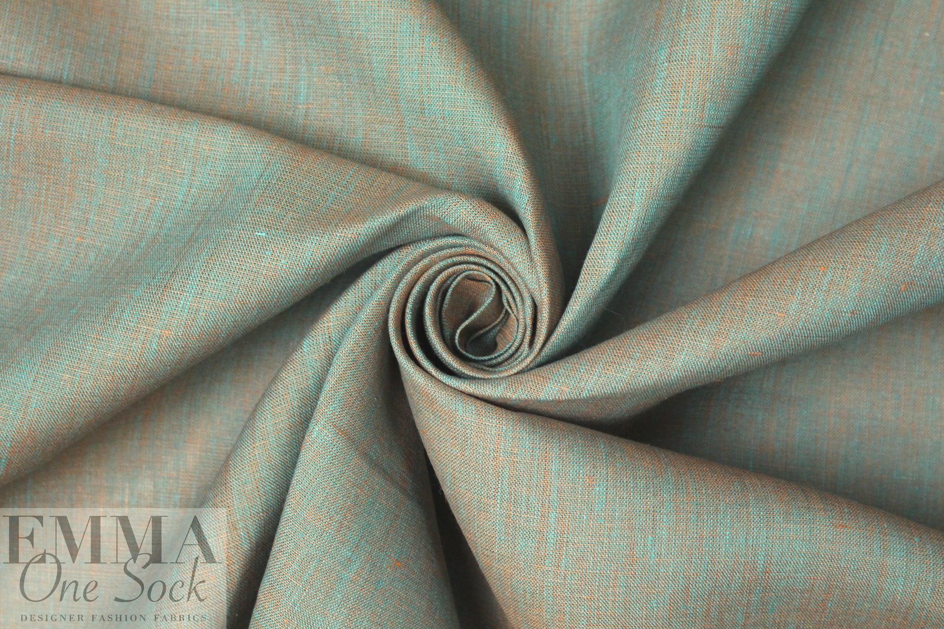 fine quality cross dye linen - jade/orange 1.875 yds