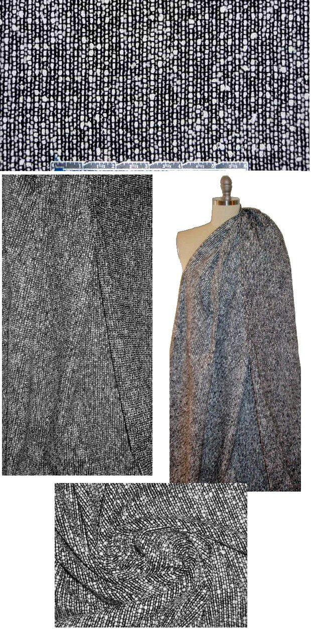 Lint0n black/white cotton 'rubber yarn' tweed suiting