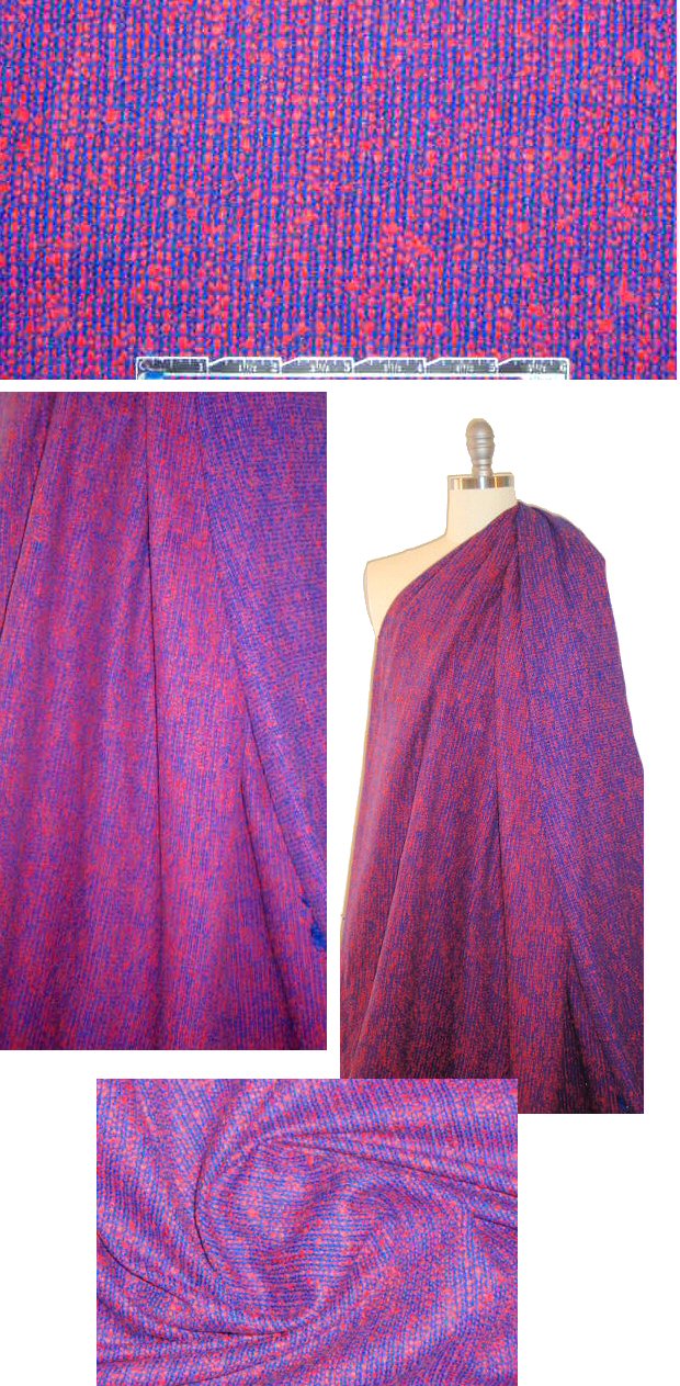 Lint0n coral/cobalt cotton 'rubber yarn' tweed suiting