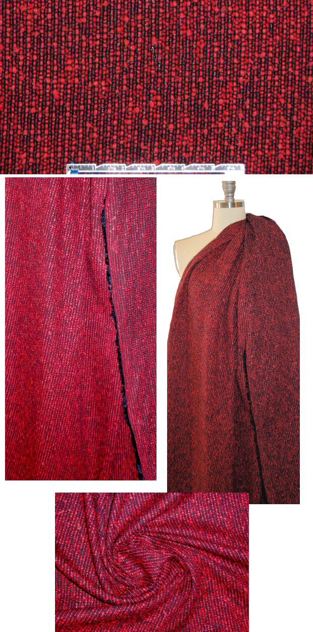 Lint0n red/midnight cotton 'rubber yarn' tweed suiting