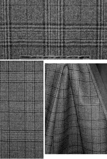 Loro Piana waterproof wool/cash/silk - gray glen plaid