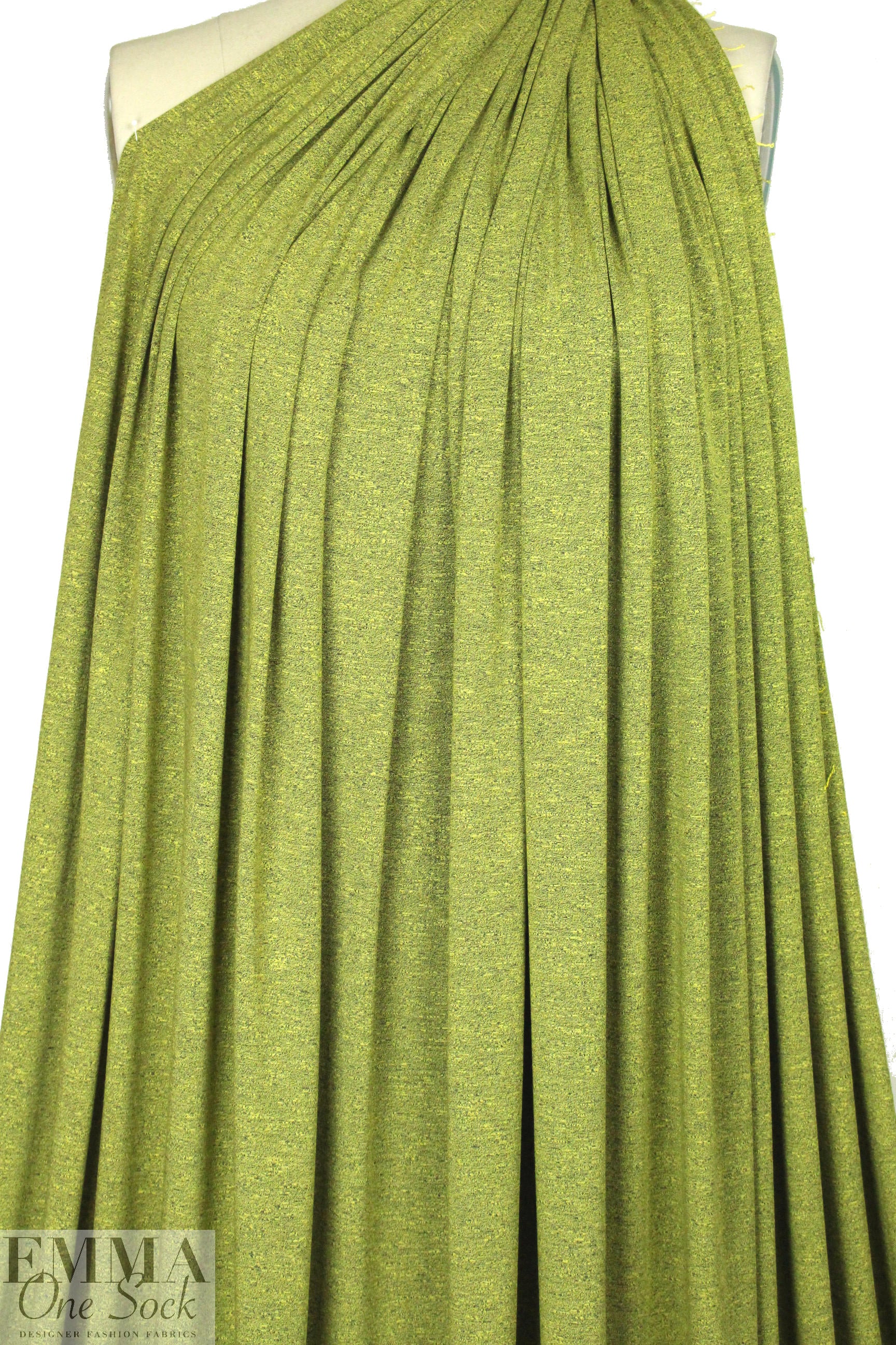 lime/navy marled rayon blend jersey 4-way 1 yard