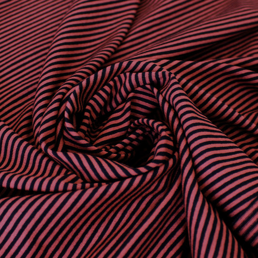 yarn-dyed stripe bamboo/spandex jersey - red clay/black