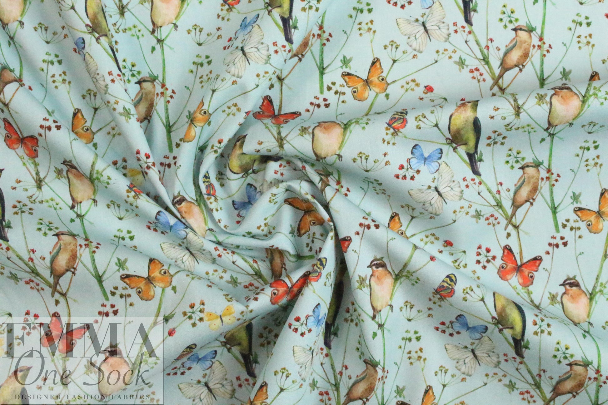 Dutch Oekotex cotton poplin for masks - backyard aqua .5 yds