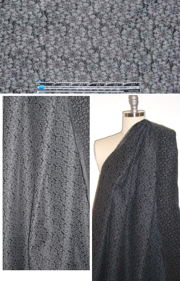 French little flower black/gray matelasse' 1.375 yd