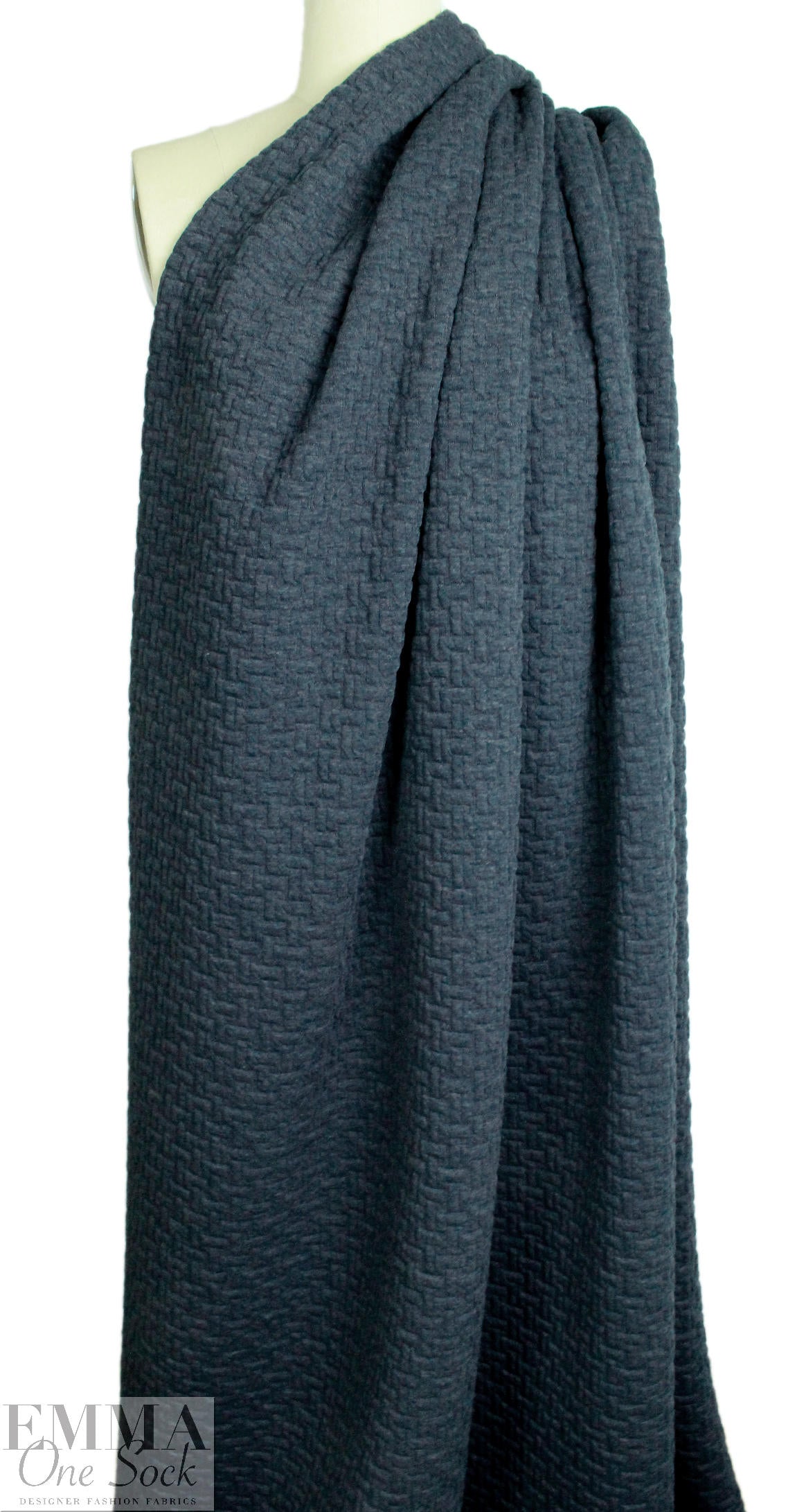 quilted bricklayer matelasse' knit - dark denim .875 yds