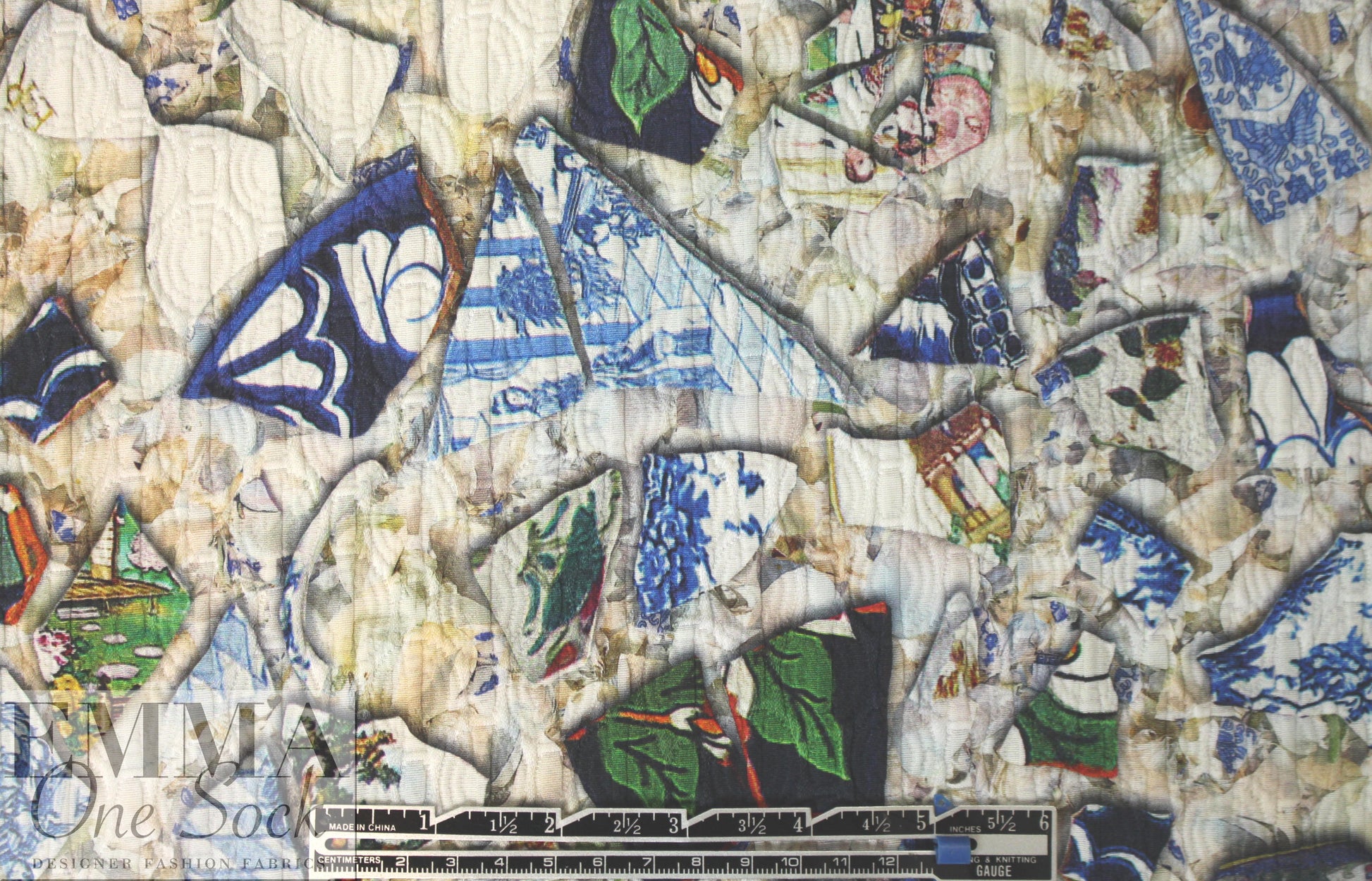 Mi11y textured 'broken china' overprinted matelasse'