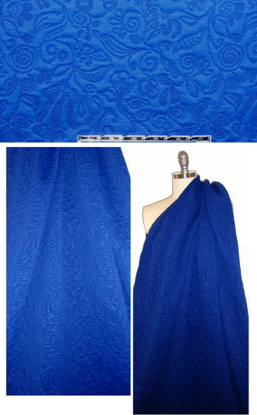 Marna R0 flower design matelasse knit - cobalt 1.5 yds