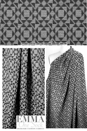 Japanese geometry motif textured matelasse - black