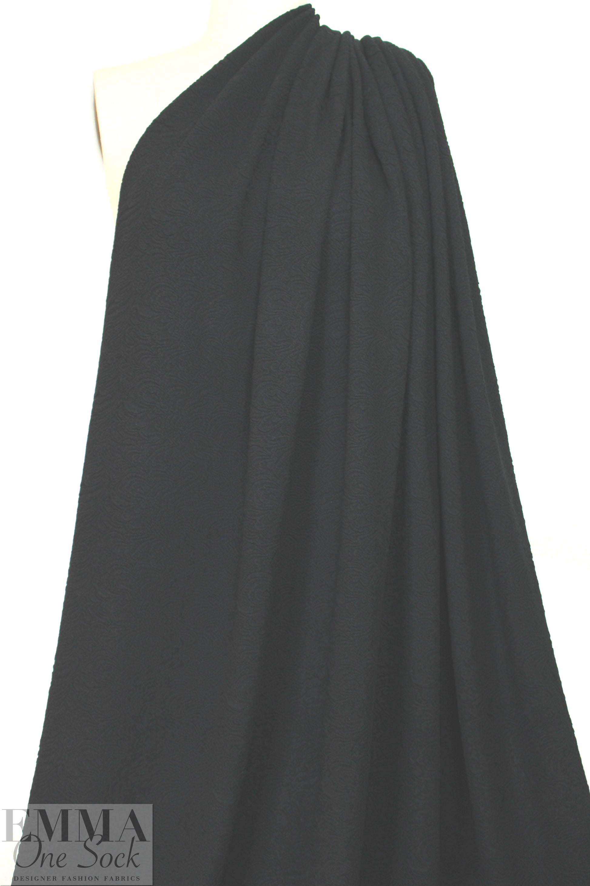 CA designer textured scroll matelasse' knit - black