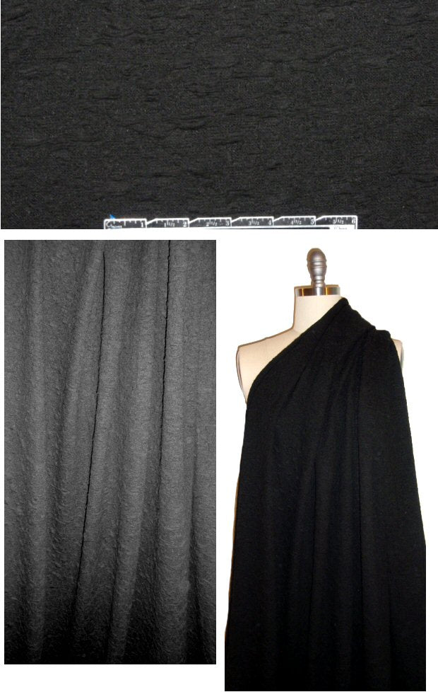French pucker textured matelasse knit - black