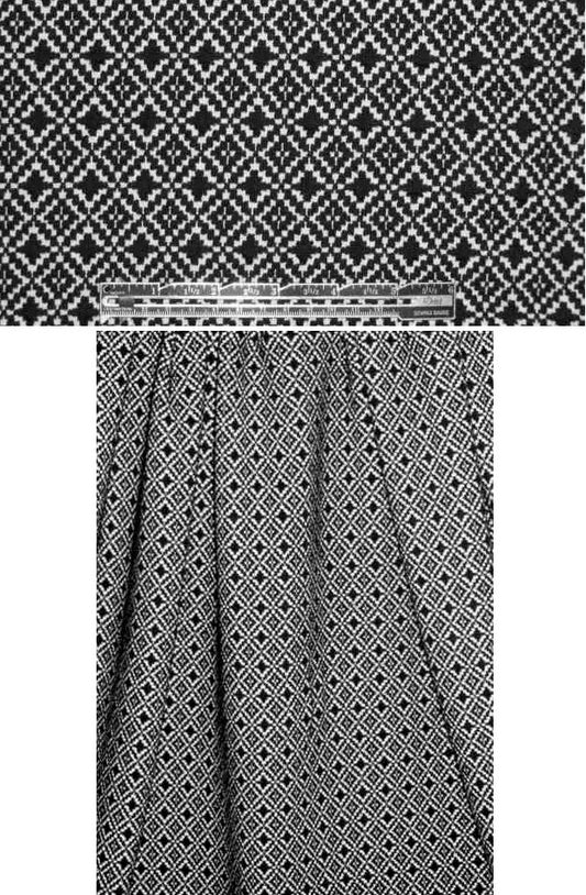 NY designer matelasse knit - black cream diamond