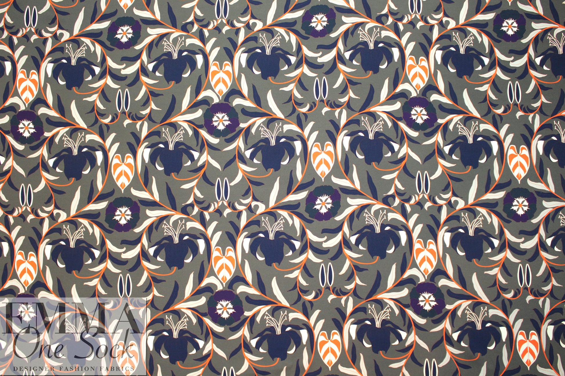 Italian tangerine/navy/army floral matte hybrid